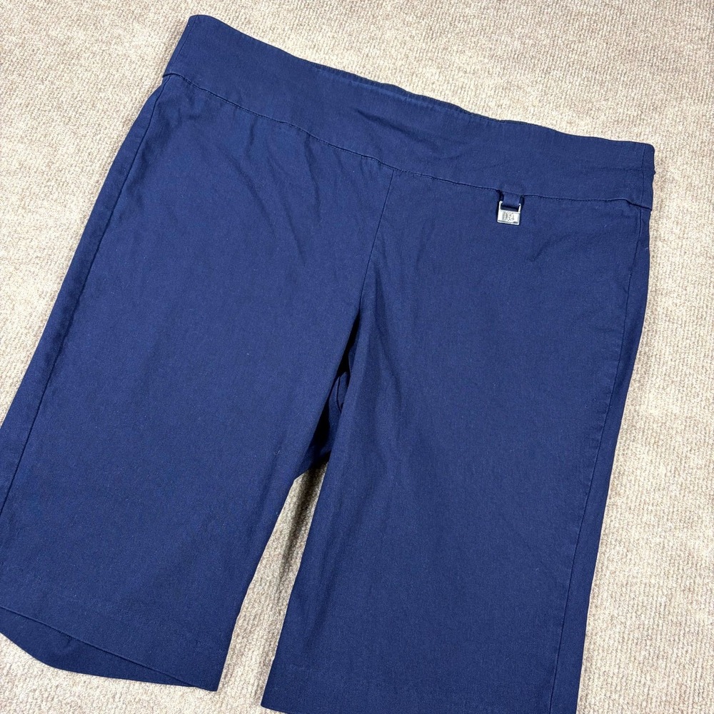 Rafaella Bermuda Shorts Womens 16 Blue Stretch Casual Comfort Flat Front Pull On